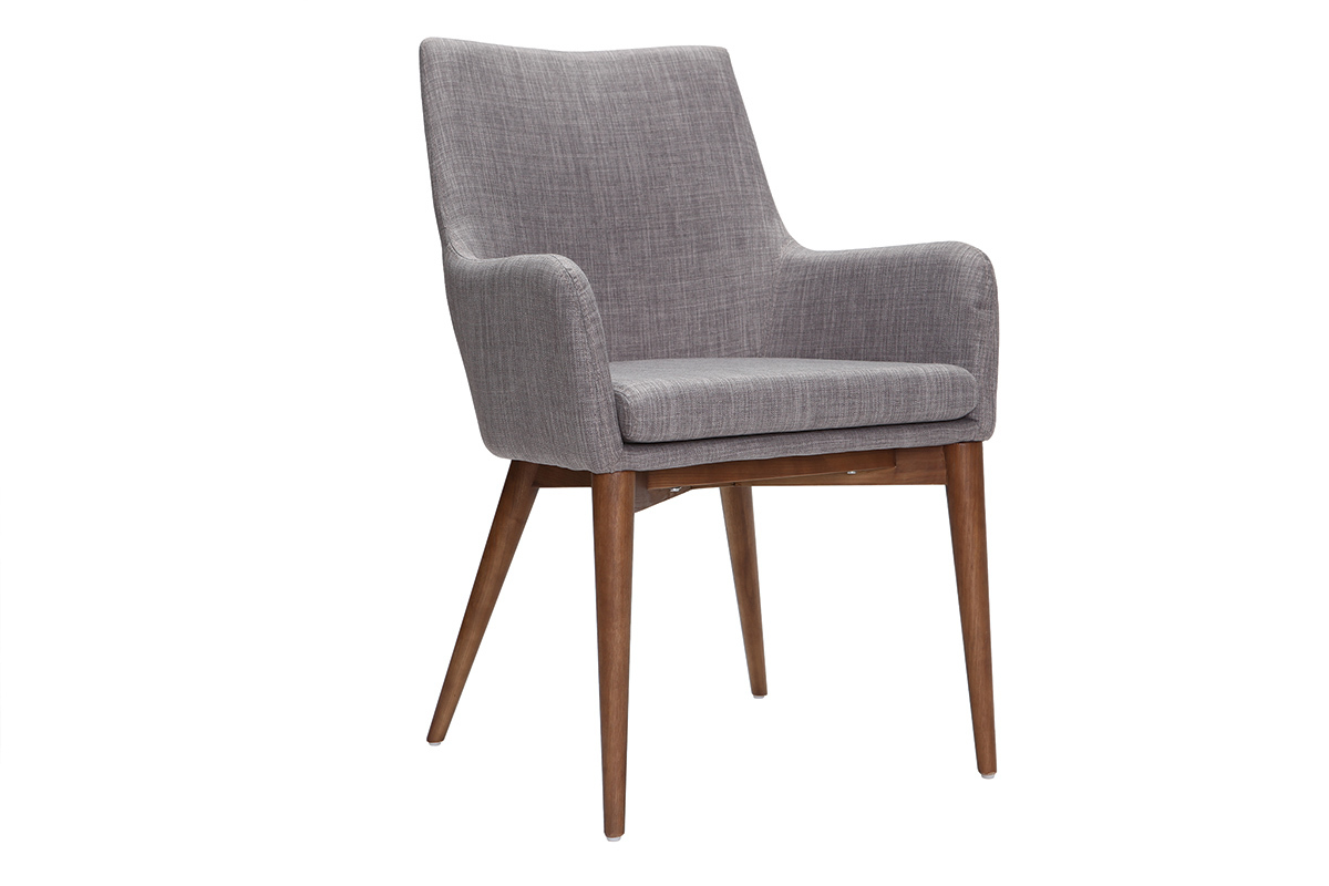 Lote de 2 sillones de diseo en polister gris claro SHANA