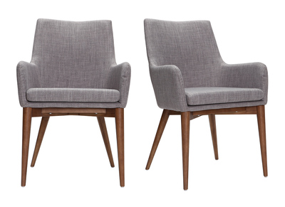 Lote de 2 sillones de dise&ntilde;o en poli&eacute;ster gris claro SHANA