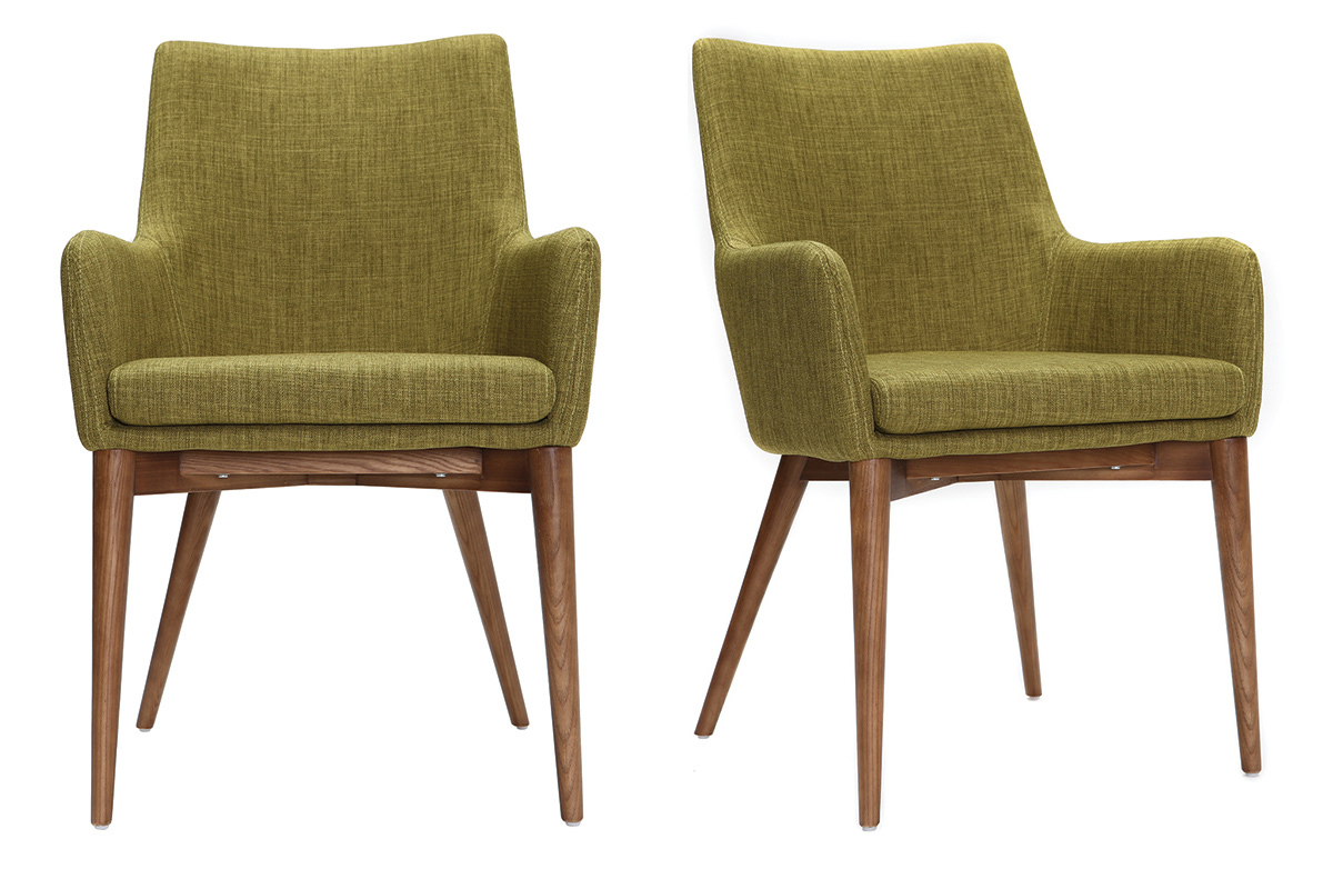 Lote de 2 sillones de diseo en polister verde SHANA
