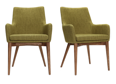 Lote de 2 sillones de dise&ntilde;o en poli&eacute;ster verde SHANA