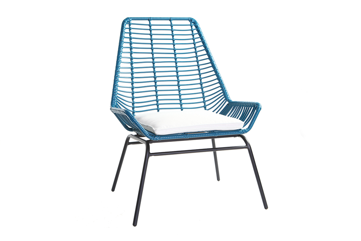 Lote de 2 sillones de jard�n en resina azul petr�leo TANGO