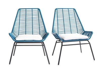 Lote de 2 sillones de jardín en resina azul petróleo TANGO - Lote de 2 sillones de jardín en resina azul petróleo TANGO