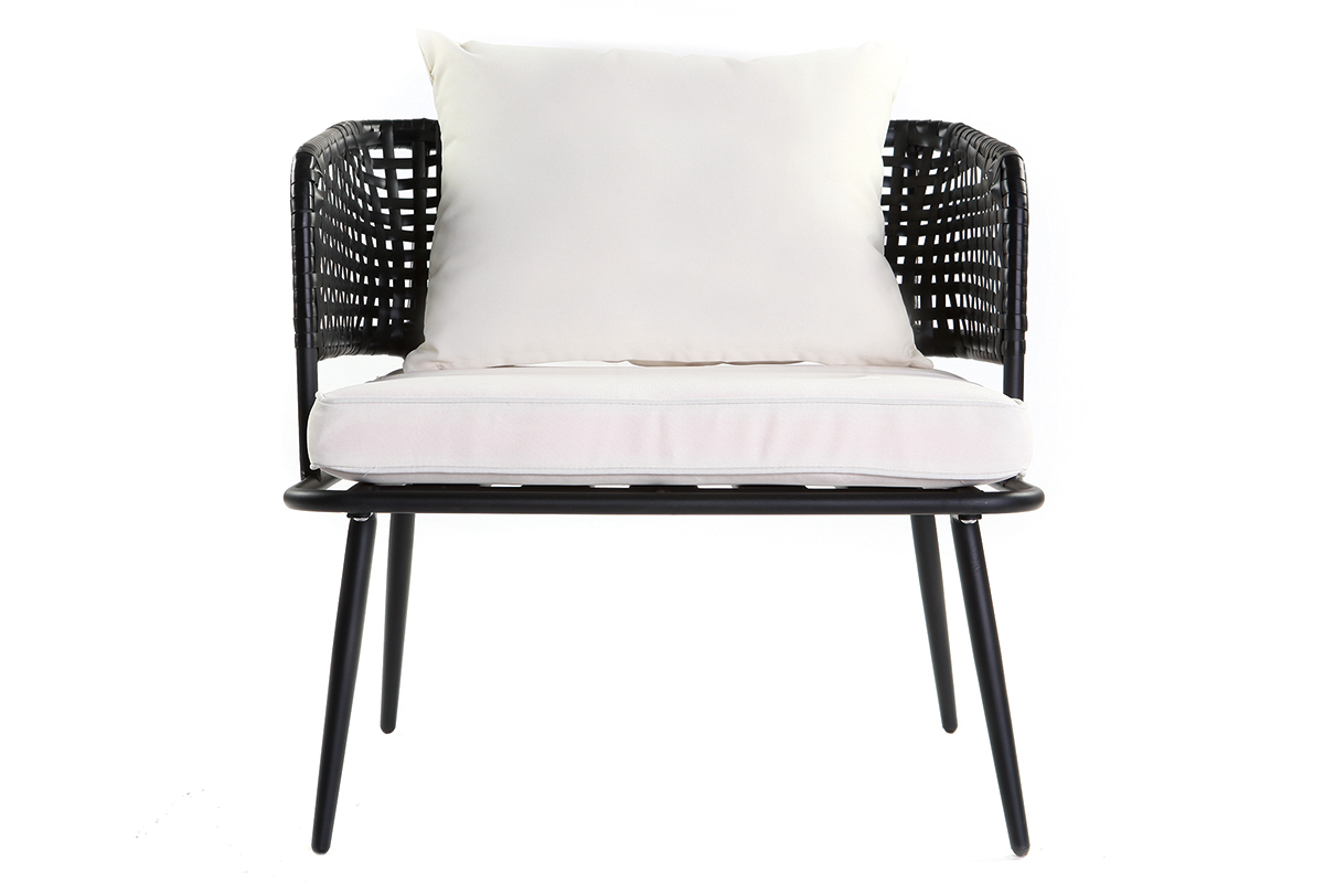 Lote de 2 sillones de jardn en resina imitacin mimbre negro MONACO