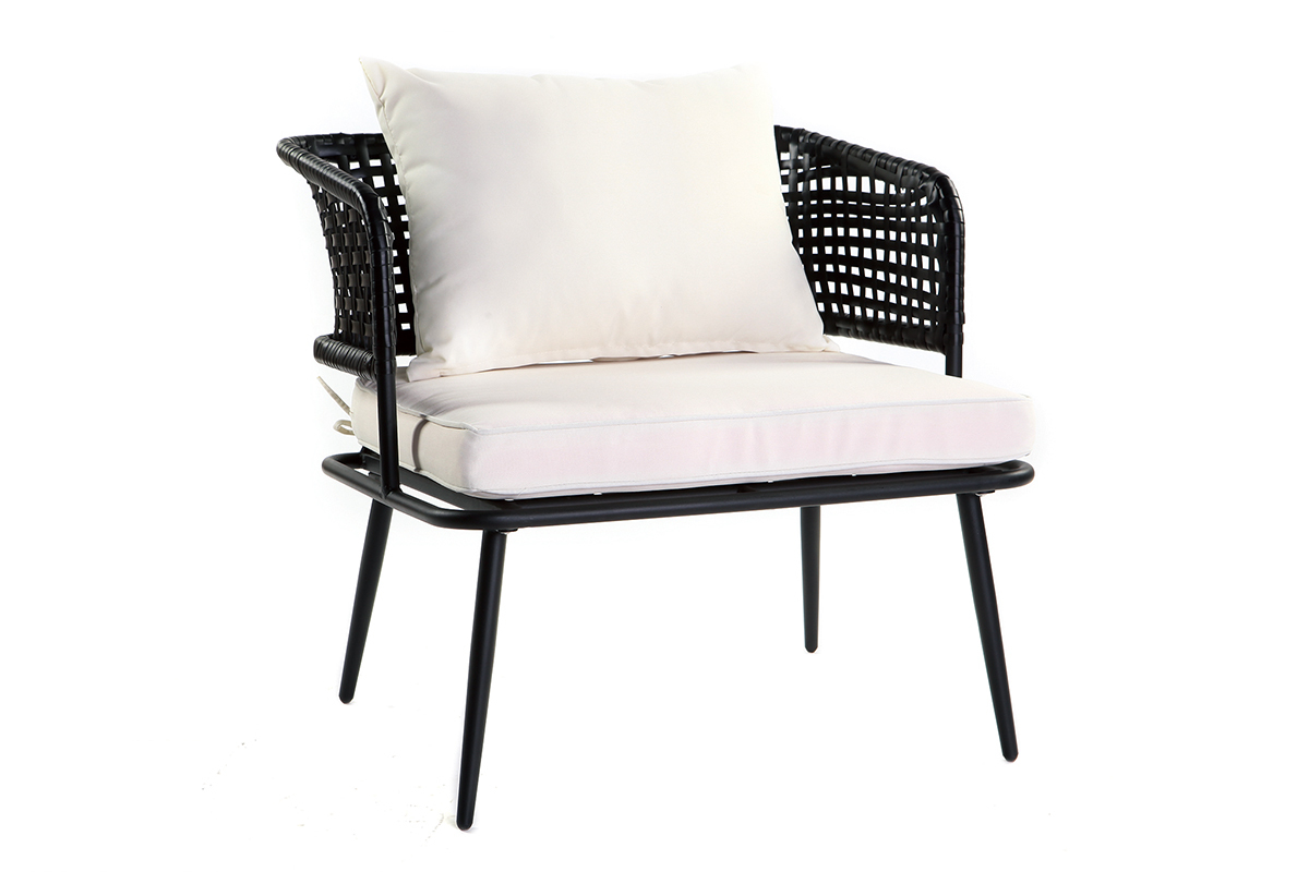 Lote de 2 sillones de jardn en resina imitacin mimbre negro MONACO