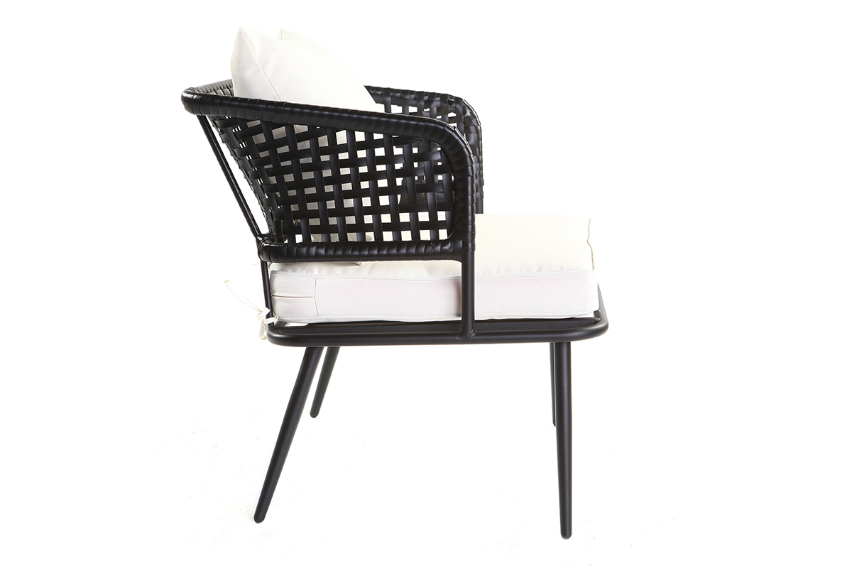 Lote de 2 sillones de jardn en resina imitacin mimbre negro MONACO