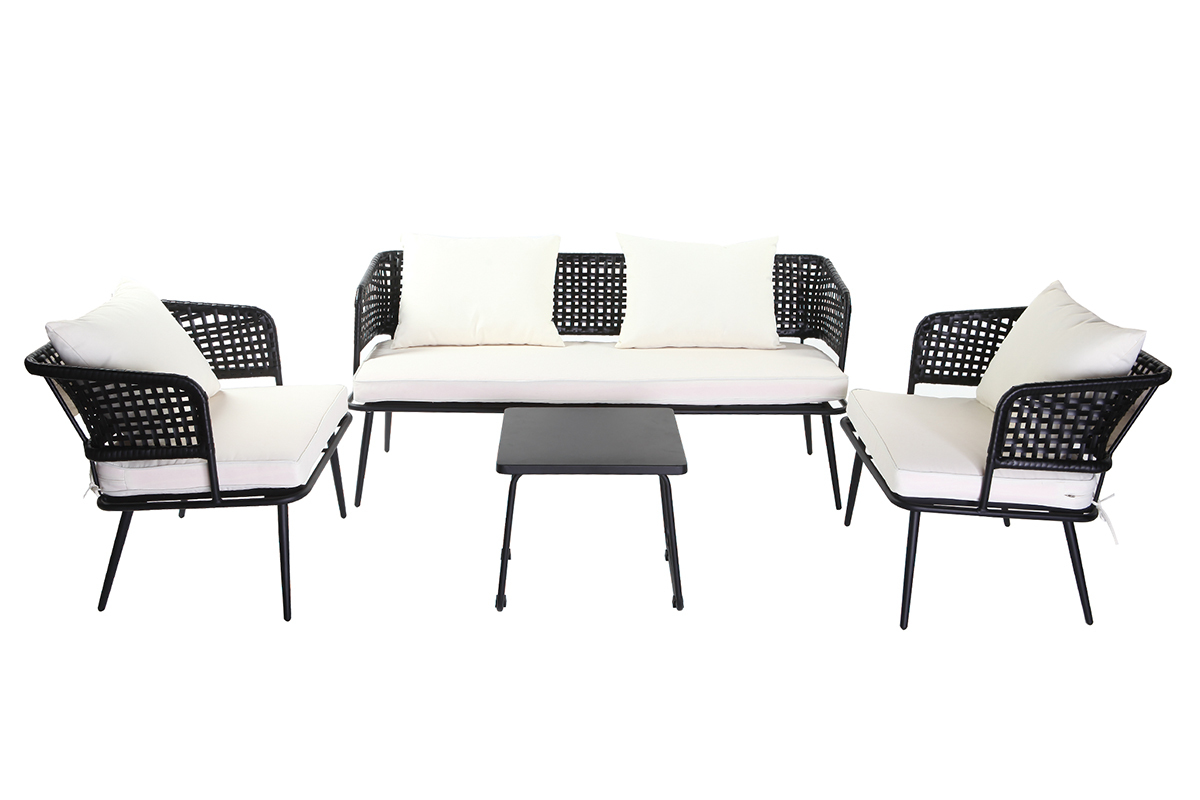 Lote de 2 sillones de jardn en resina imitacin mimbre negro MONACO