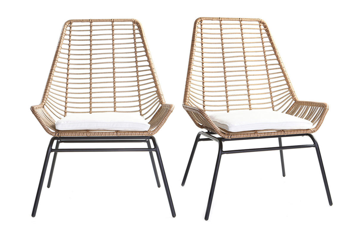 Lote de 2 sillones de jard�n en resina imitaci�n mimbre TANGO