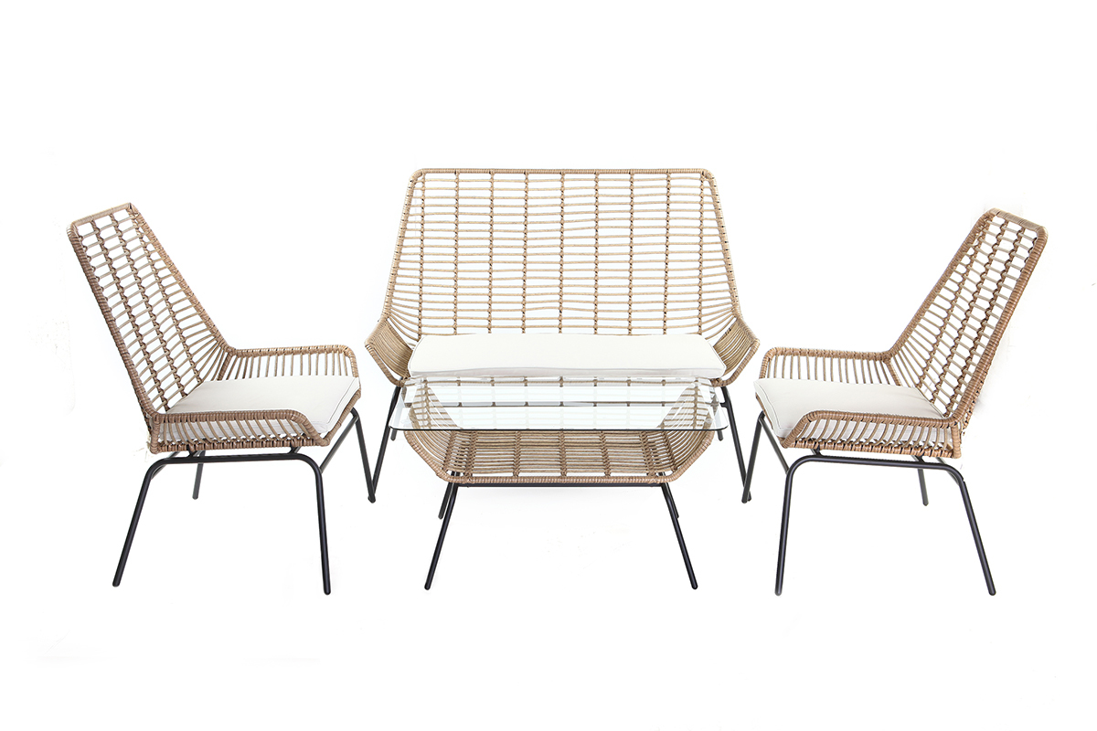 Lote de 2 sillones de jard�n en resina imitaci�n mimbre TANGO