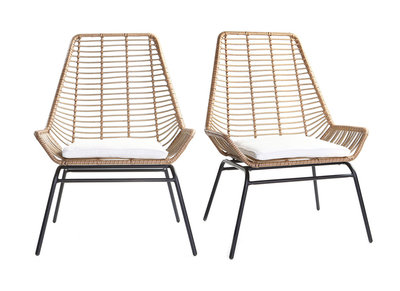 Lote de 2 sillones de jard&iacute;n en resina imitaci&oacute;n mimbre TANGO