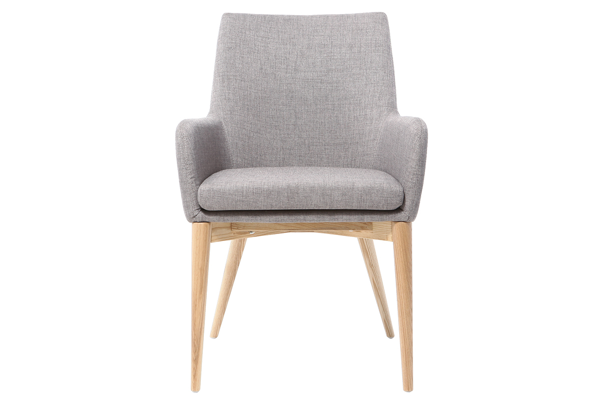 Lote de 2 sillones diseo madera clara y tejido gris SHANA