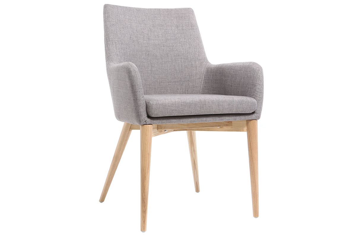 Lote de 2 sillones diseo madera clara y tejido gris SHANA