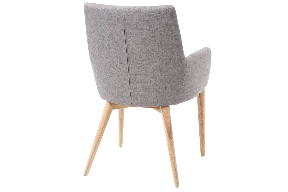 Lote de 2 sillones diseo madera clara y tejido gris SHANA