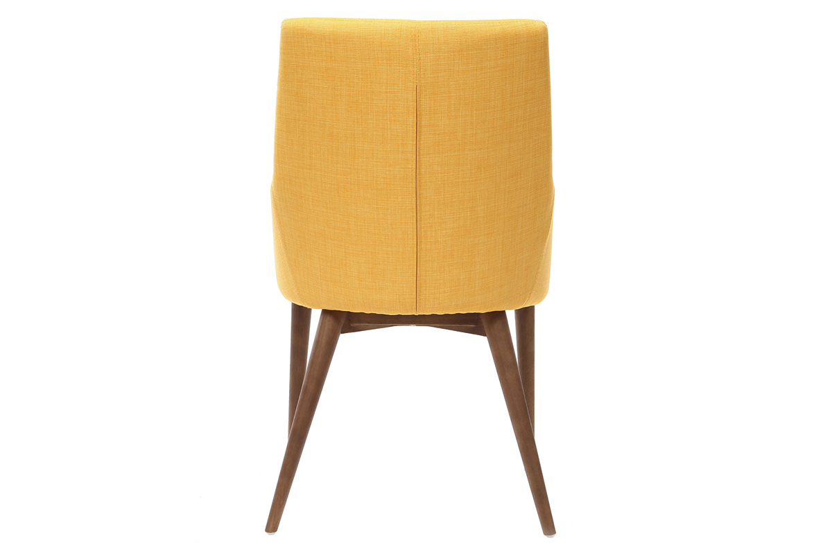 Lote de 2 sillones dise�o madera y tejido amarillo SHANA