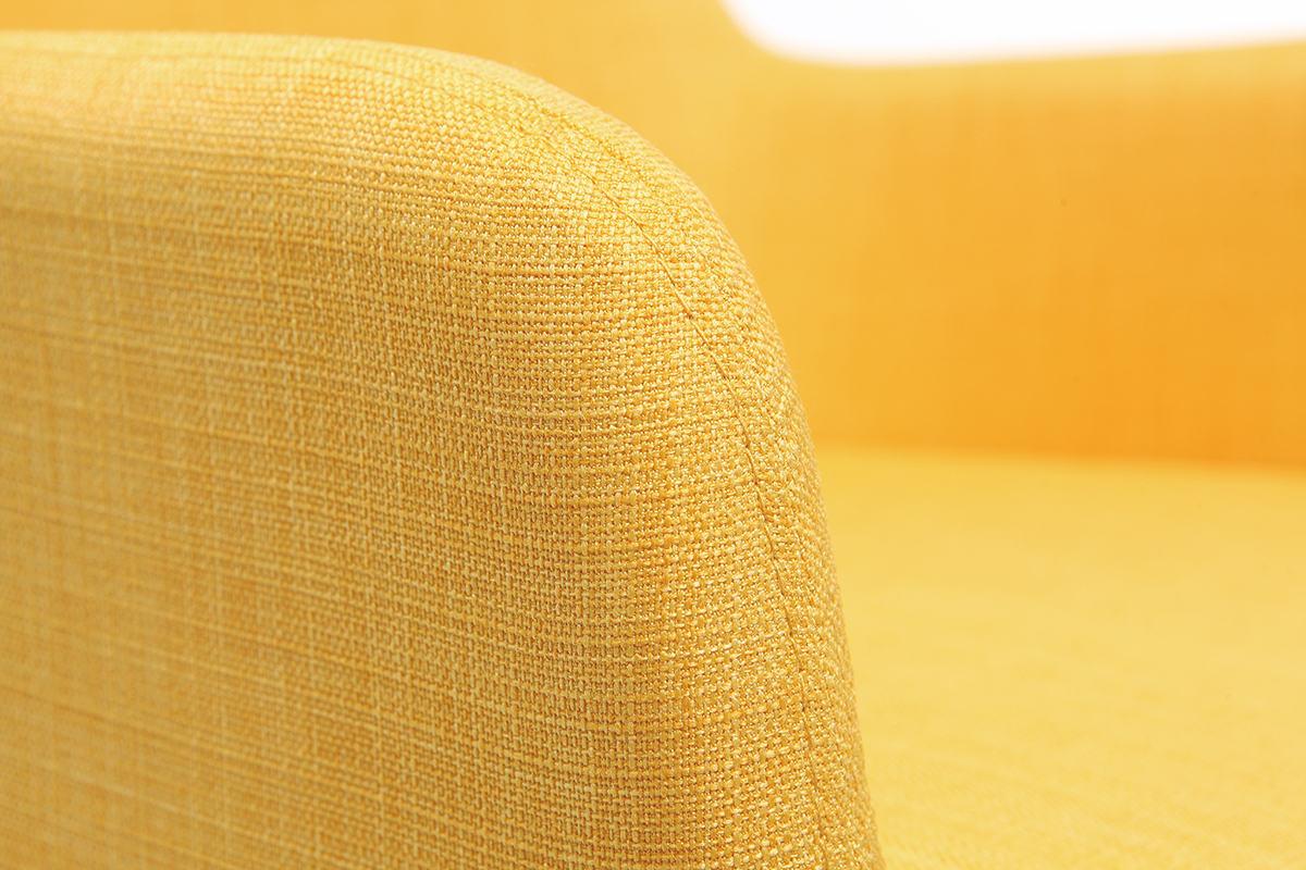 Lote de 2 sillones dise�o madera y tejido amarillo SHANA