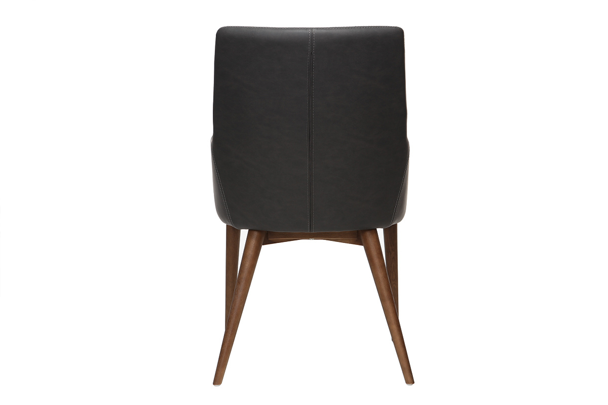 Lote de 2 sillones vintage PU negro y madera  SHANA