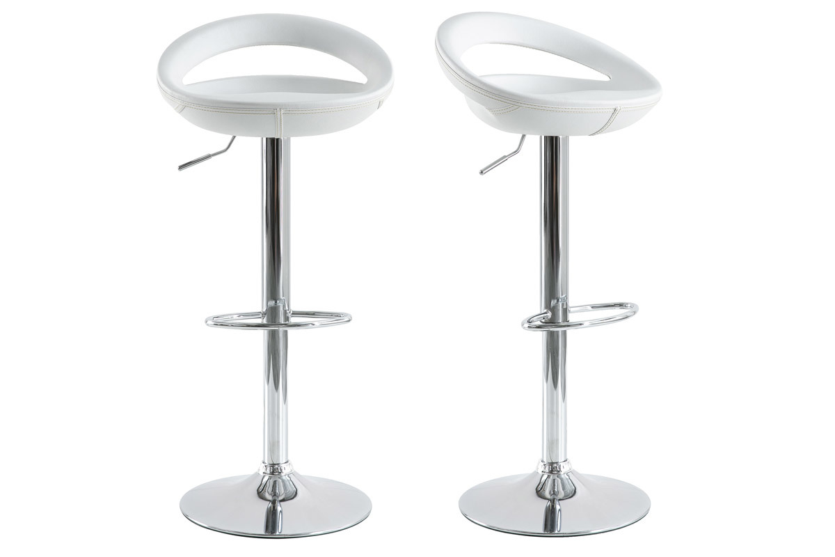 Lote de 2 taburetes comet con recubrimiento de PVC color blanco