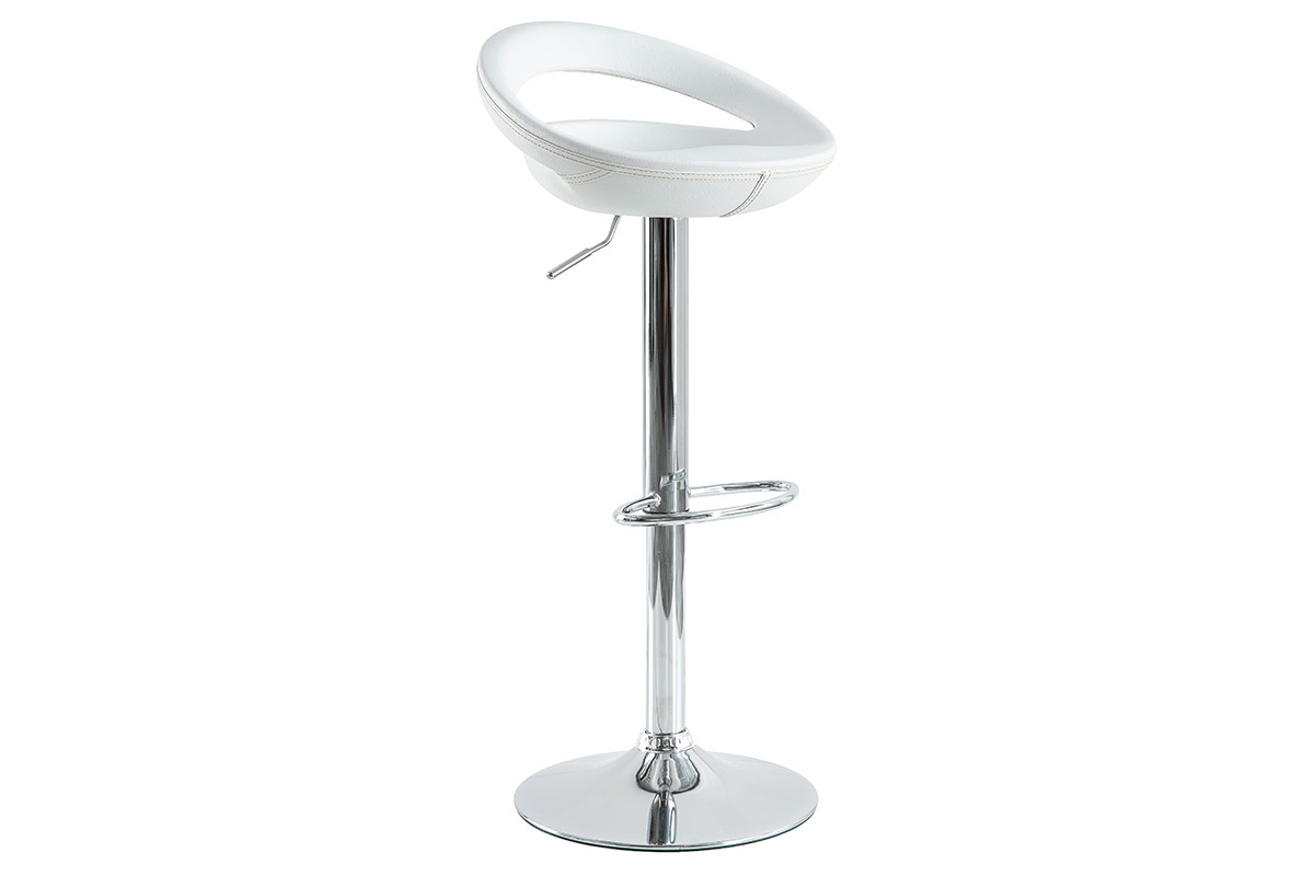 Lote de 2 taburetes comet con recubrimiento de PVC color blanco
