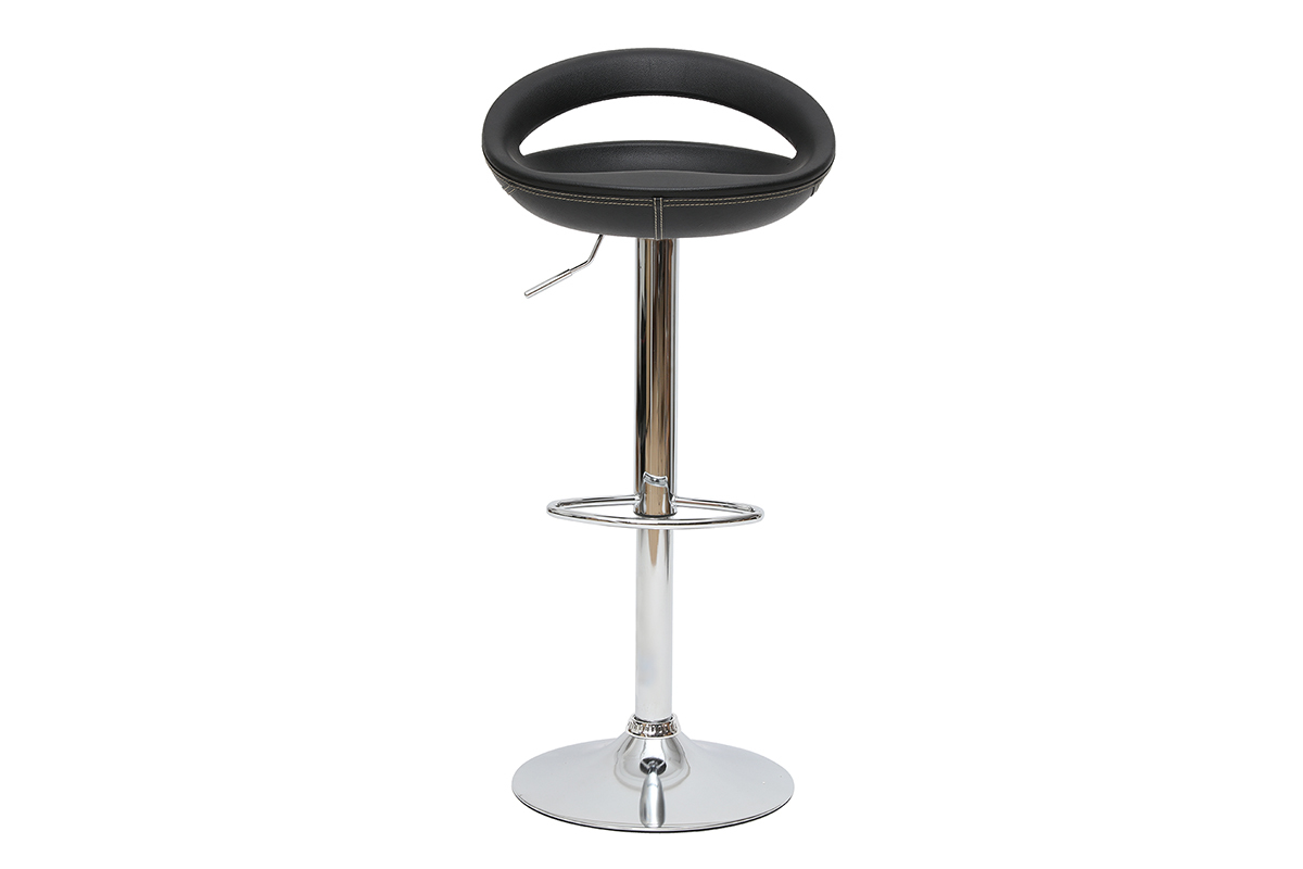 Lote de 2 taburetes COMET con recubrimiento de PVC color negro