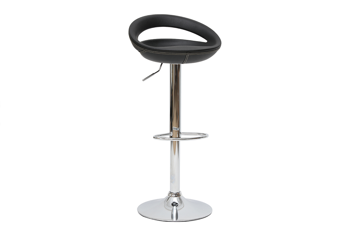 Lote de 2 taburetes COMET con recubrimiento de PVC color negro