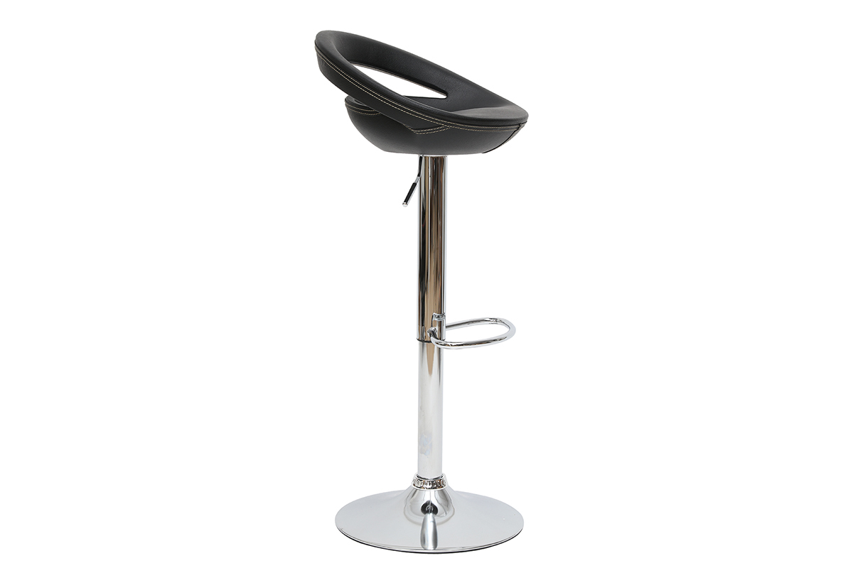Lote de 2 taburetes COMET con recubrimiento de PVC color negro