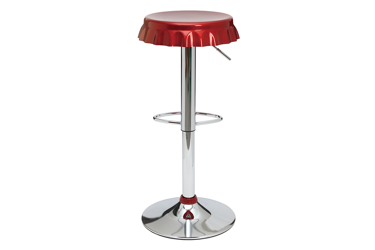 Lote de 2 taburetes de bar / cocina ajustables NEW CAPSULE - rojo oscuro