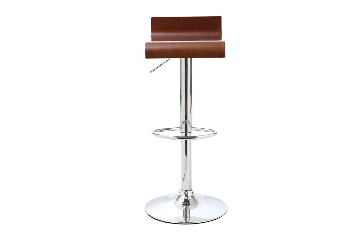 Lote de 2 taburetes de bar / cocina diseo madera color nogal SURF V2