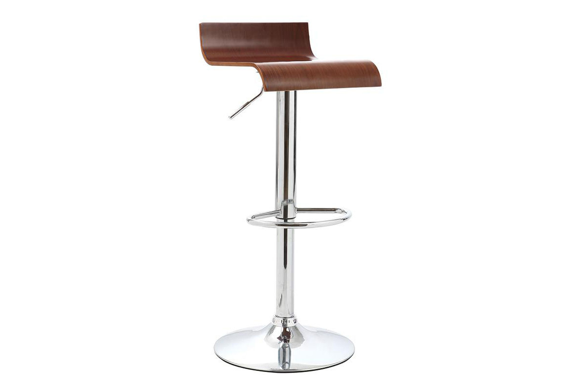 Lote de 2 taburetes de bar / cocina diseo madera color nogal SURF V2