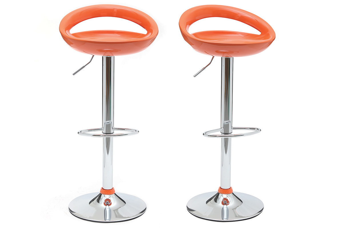 Lote de 2 taburetes de bar COMET color naranja