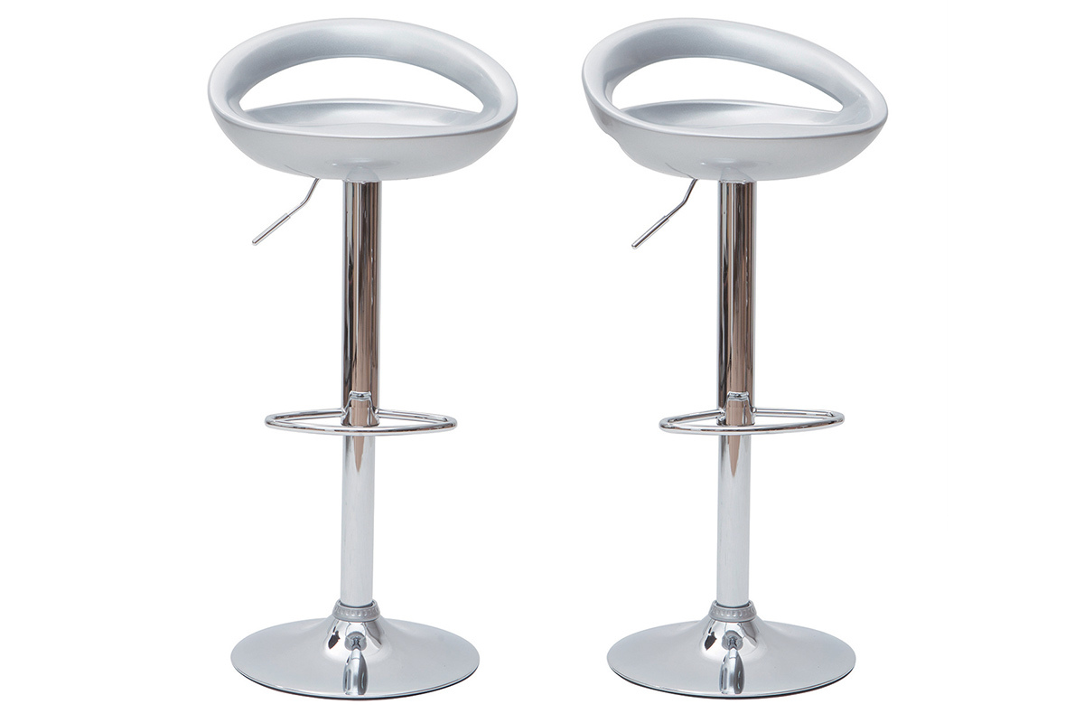 Lote de 2 taburetes de bar COMET color plata