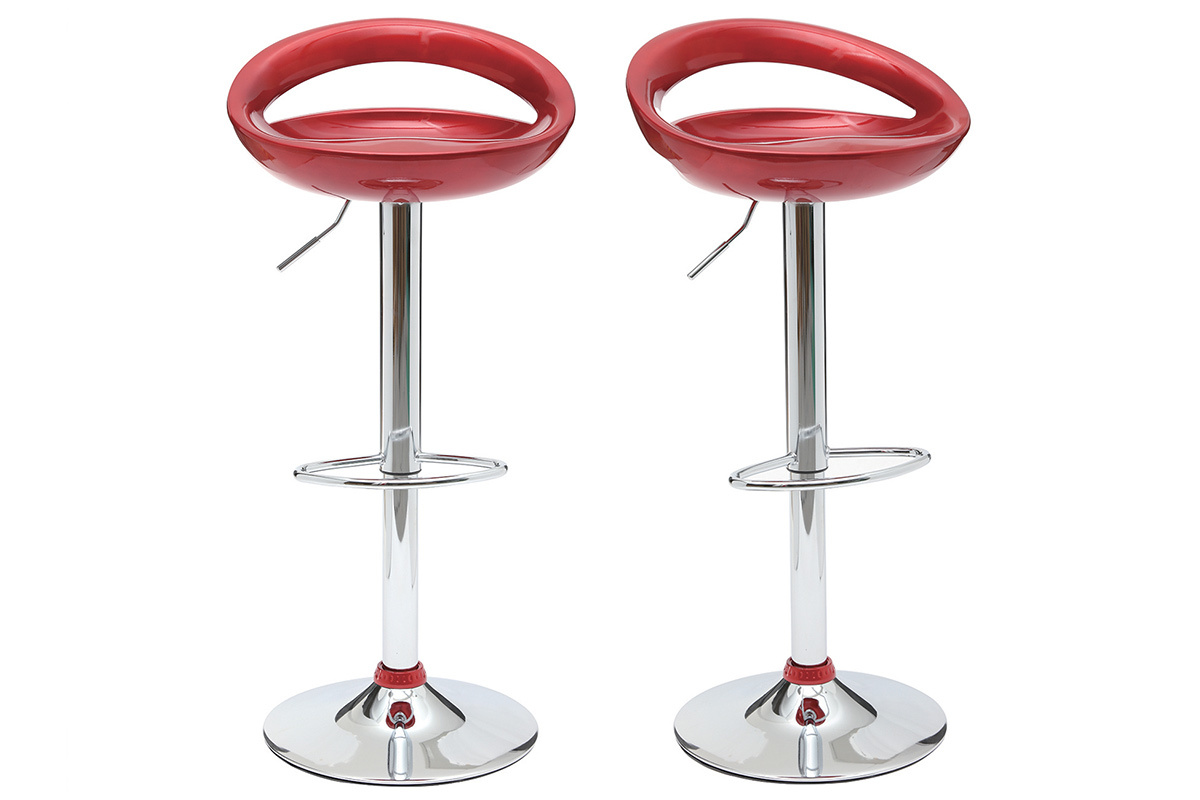 Lote de 2 taburetes de bar COMET color rojo burdeos
