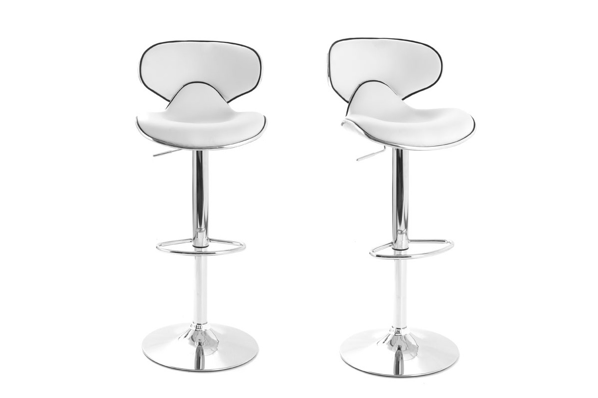 Lote de 2 taburetes de bar de diseo blancos PEGASE