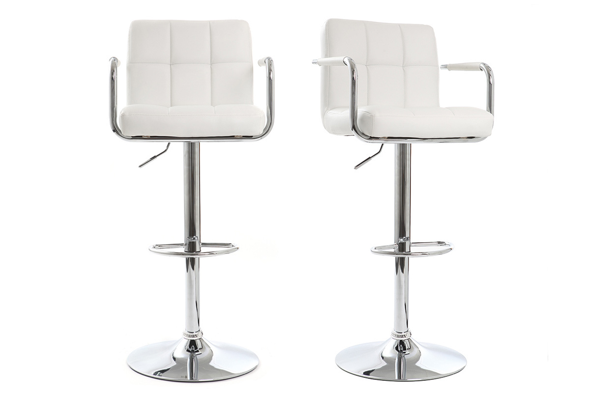 Lote de 2 taburetes de bar de diseo blancos WILLORD 