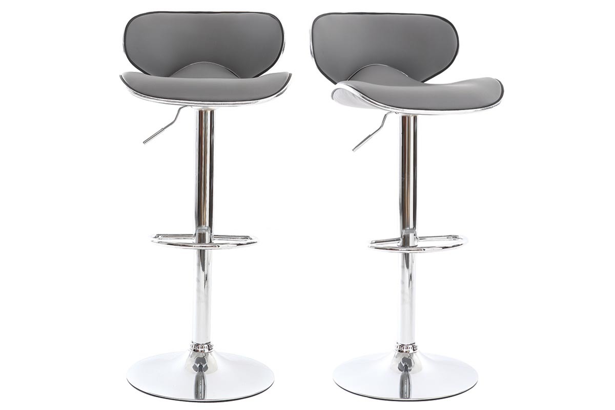 Lote de 2 taburetes de bar de diseo gris PEGASE