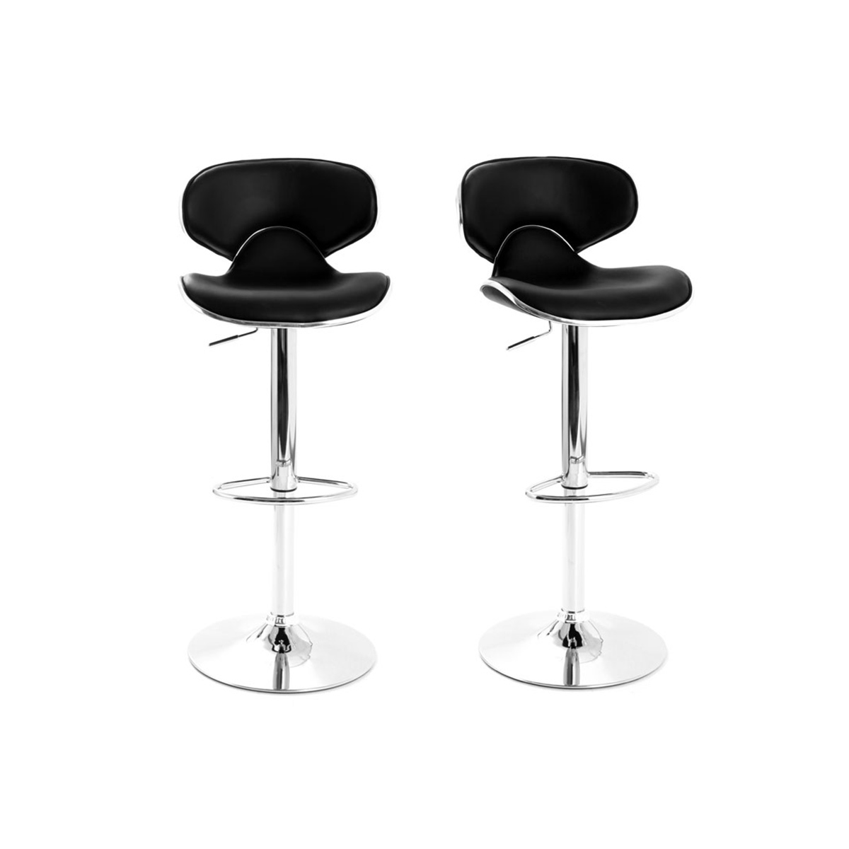 Lote de 2 taburetes de bar de diseño negros PEGASE