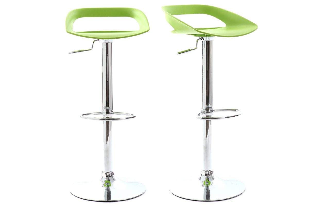 Lote de 2 taburetes de bar diseo verde PHENIX