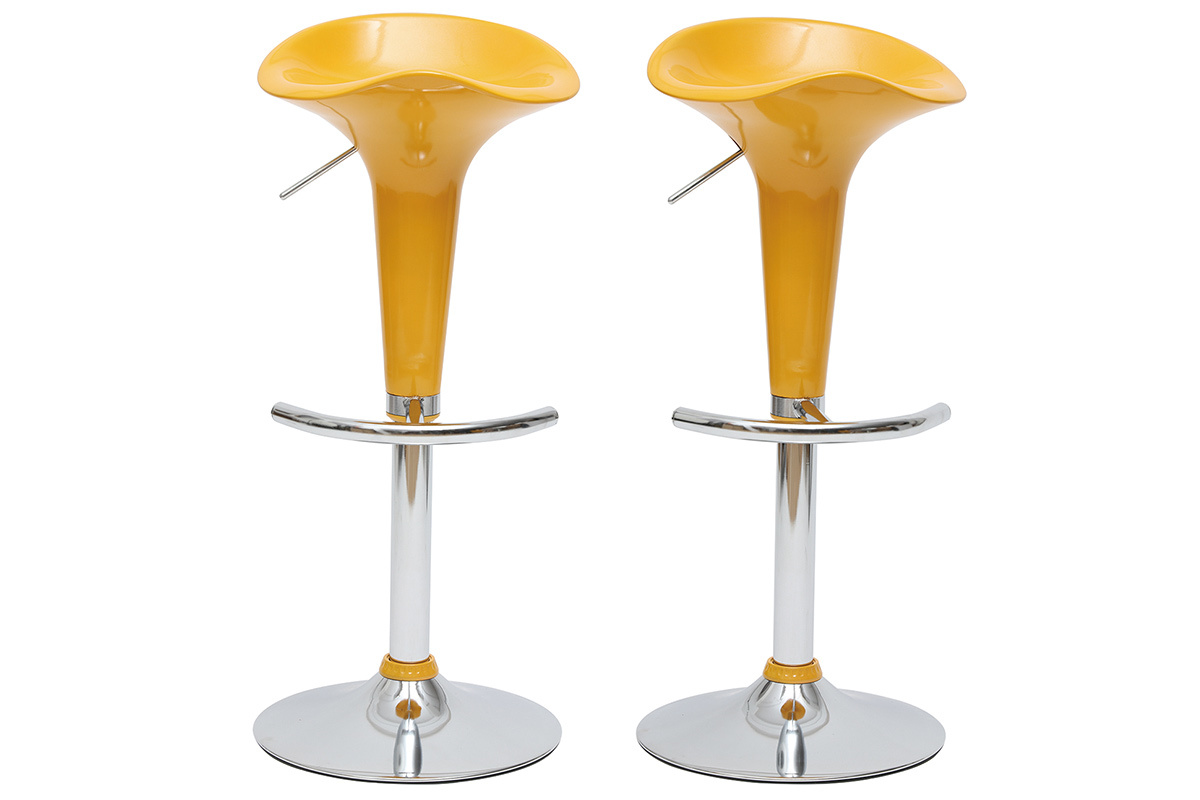 Lote de 2 taburetes de bar GALAXY color amarillo