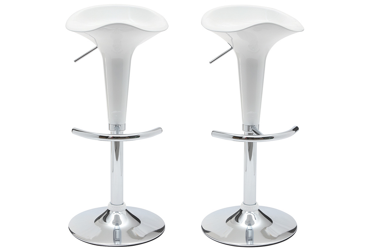 Lote de 2 taburetes de bar GALAXY color blanco