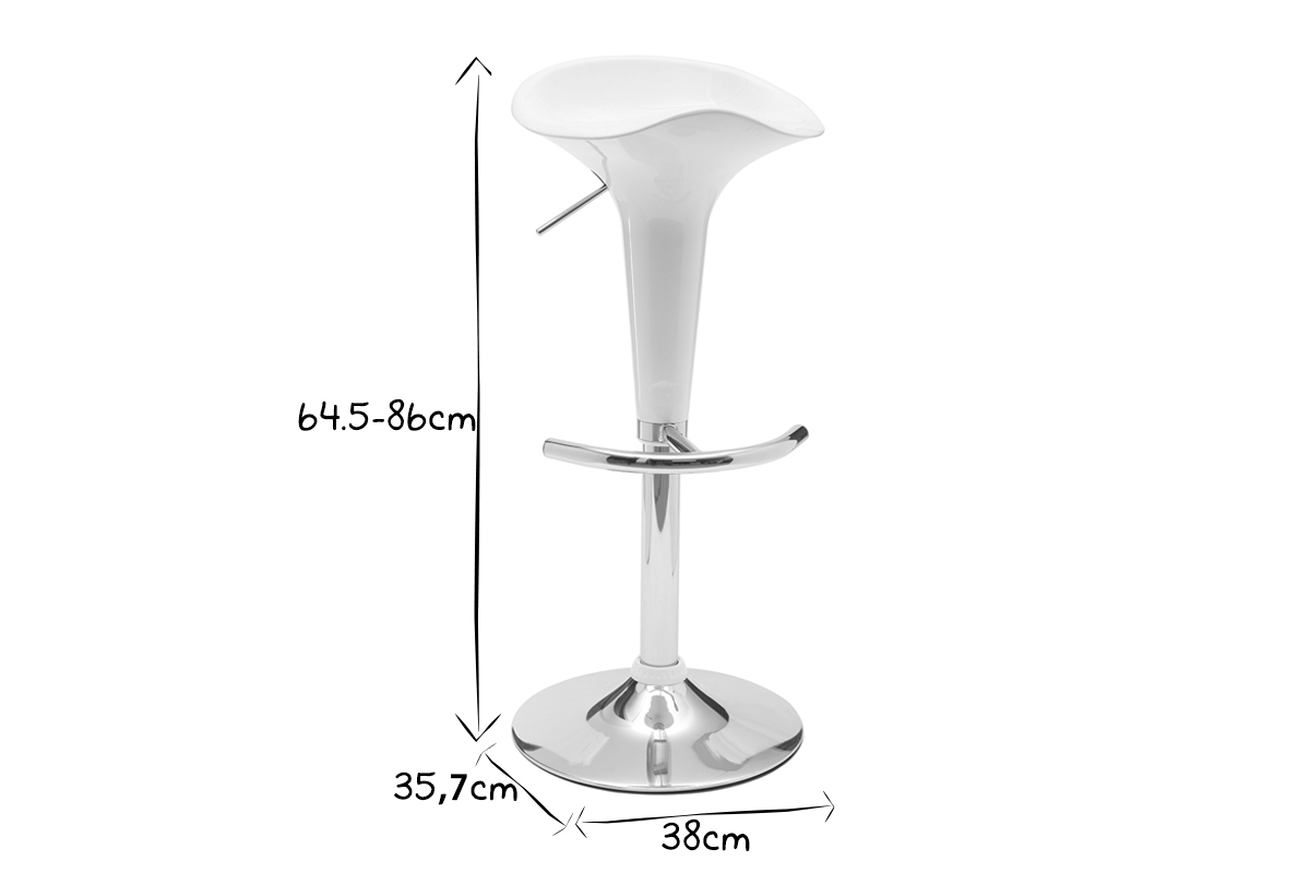 Lote de 2 taburetes de bar GALAXY color blanco