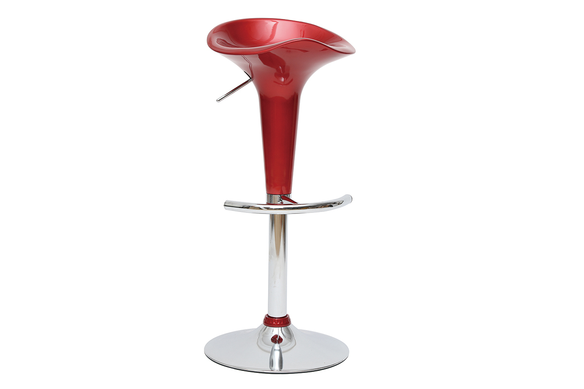 Lote de 2 taburetes de bar GALAXY color rojo burdeos