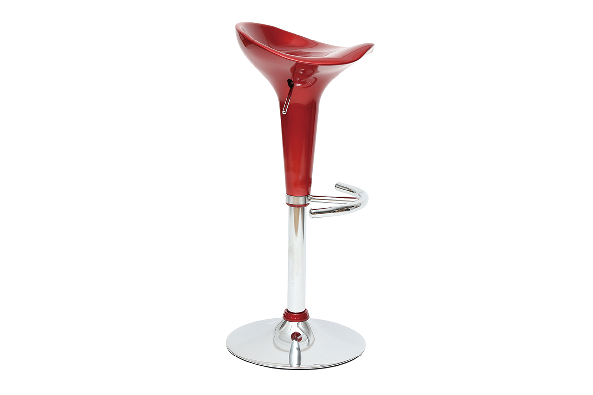 Lote de 2 taburetes de bar GALAXY color rojo burdeos