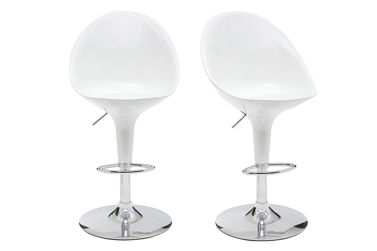 Lote de 2 taburetes de bar HUEVO color blanco