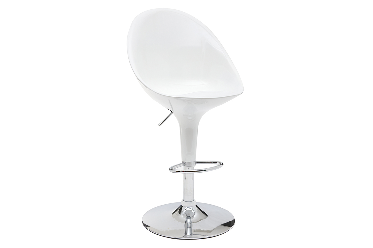 Lote de 2 taburetes de bar HUEVO color blanco