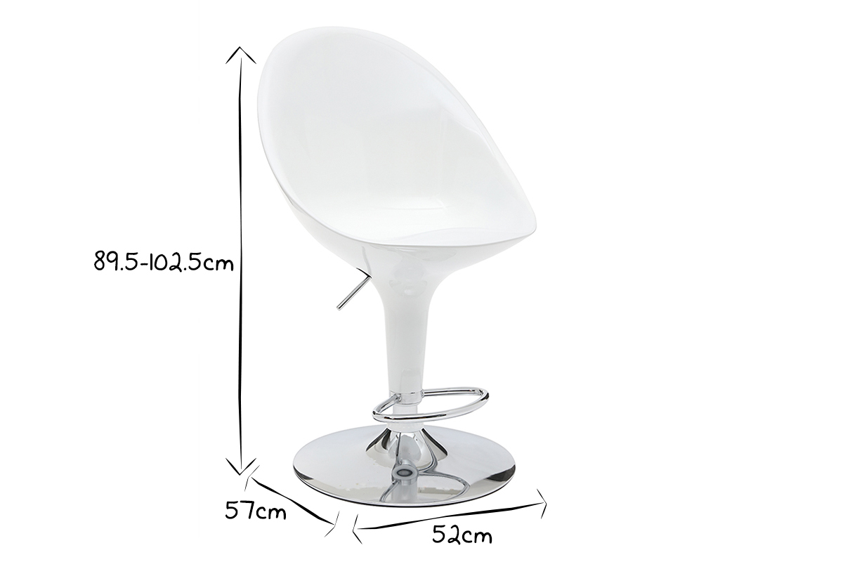 Lote de 2 taburetes de bar HUEVO color blanco