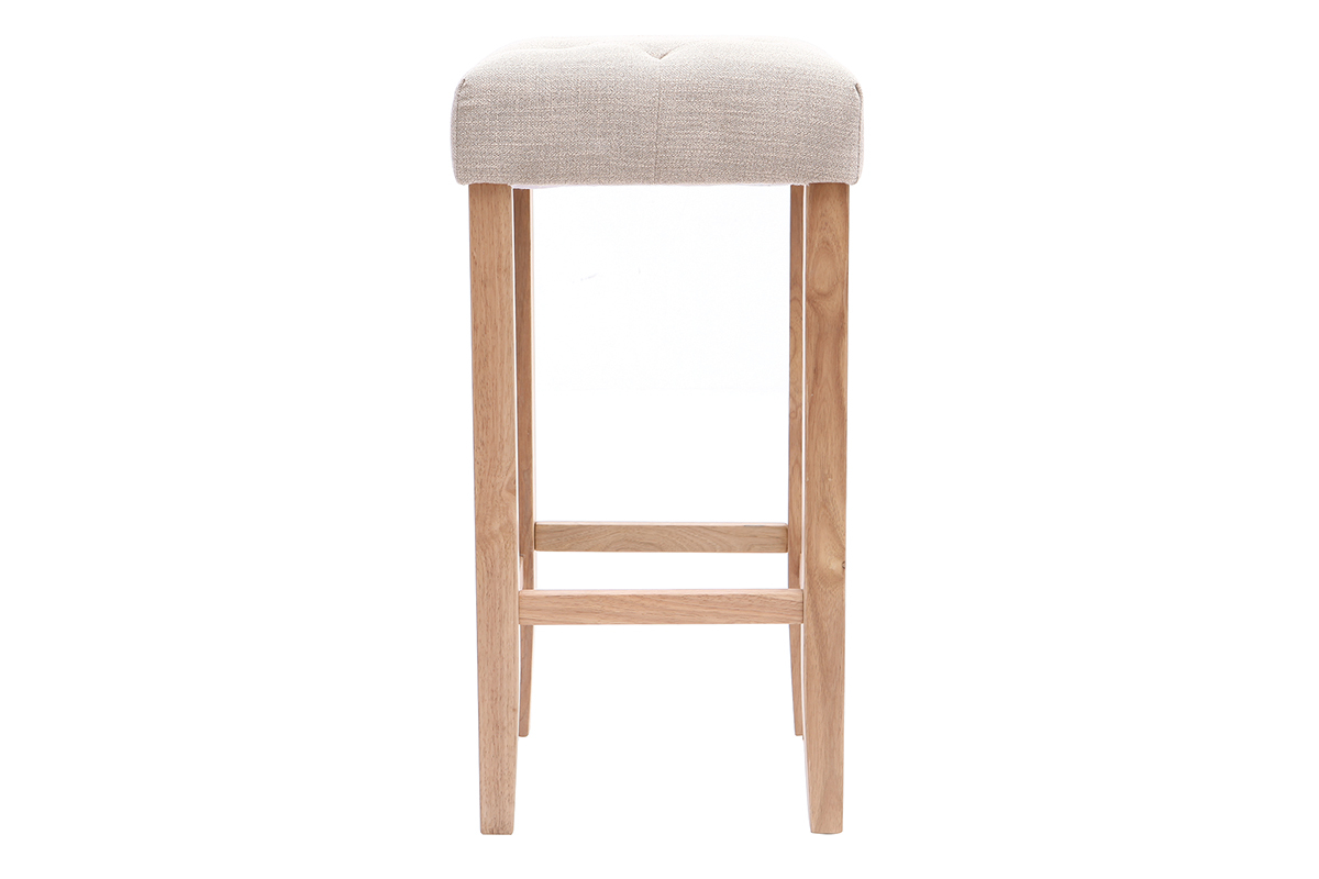 Lote de 2 taburetes de bar tejido beige natural A75cm RIVOLI