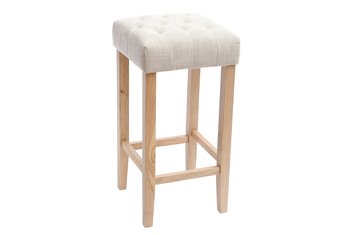 Lote de 2 taburetes de bar tejido beige natural A75cm RIVOLI
