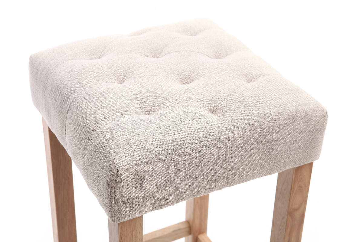 Lote de 2 taburetes de bar tejido beige natural A75cm RIVOLI