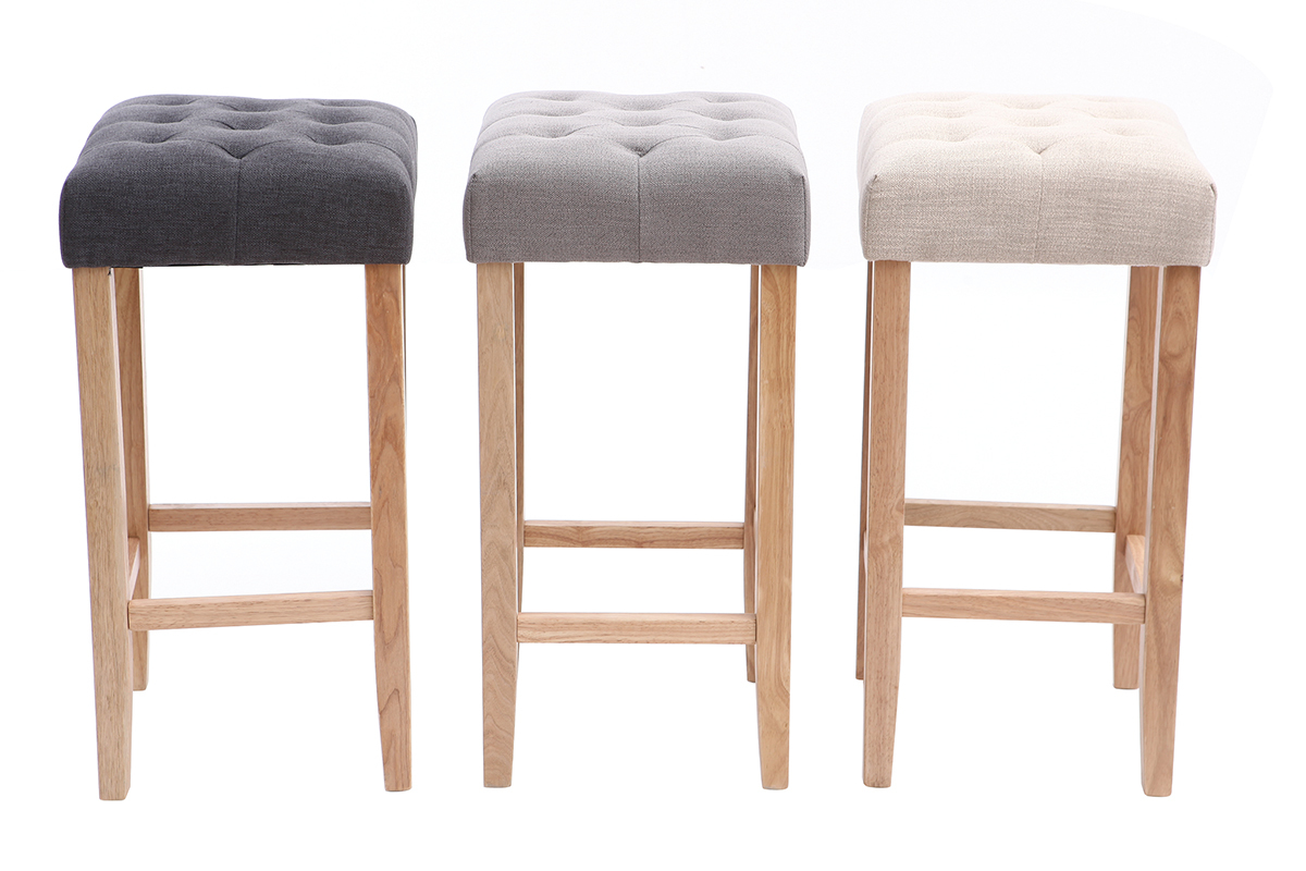 Lote de 2 taburetes de bar tejido beige natural A75cm RIVOLI