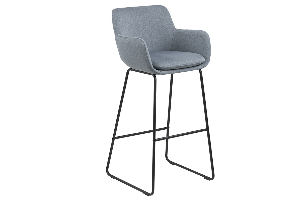 Lote de 2 taburetes de bar tejido gris claro A75cm AMICA