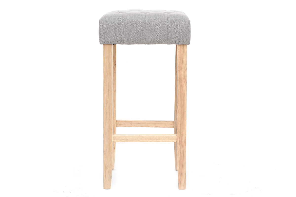 Lote de 2 taburetes de bar tejido gris claro A75cm RIVOLI