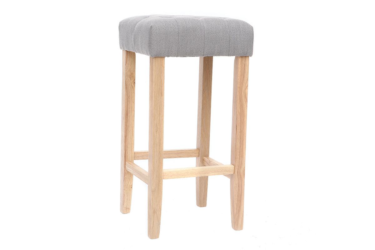 Lote de 2 taburetes de bar tejido gris claro A75cm RIVOLI
